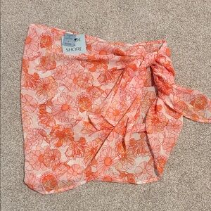Shade & Shore Floral Swim Sarong - Pink and Orange